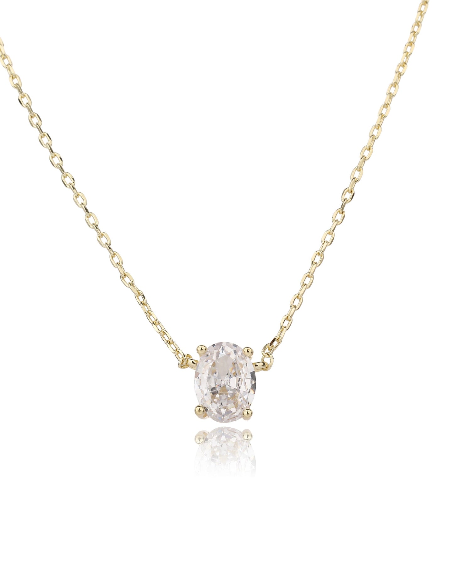 שרשרת אלה – סוליטר אובל | ציפוי זהב 14K - JUL Jewelry