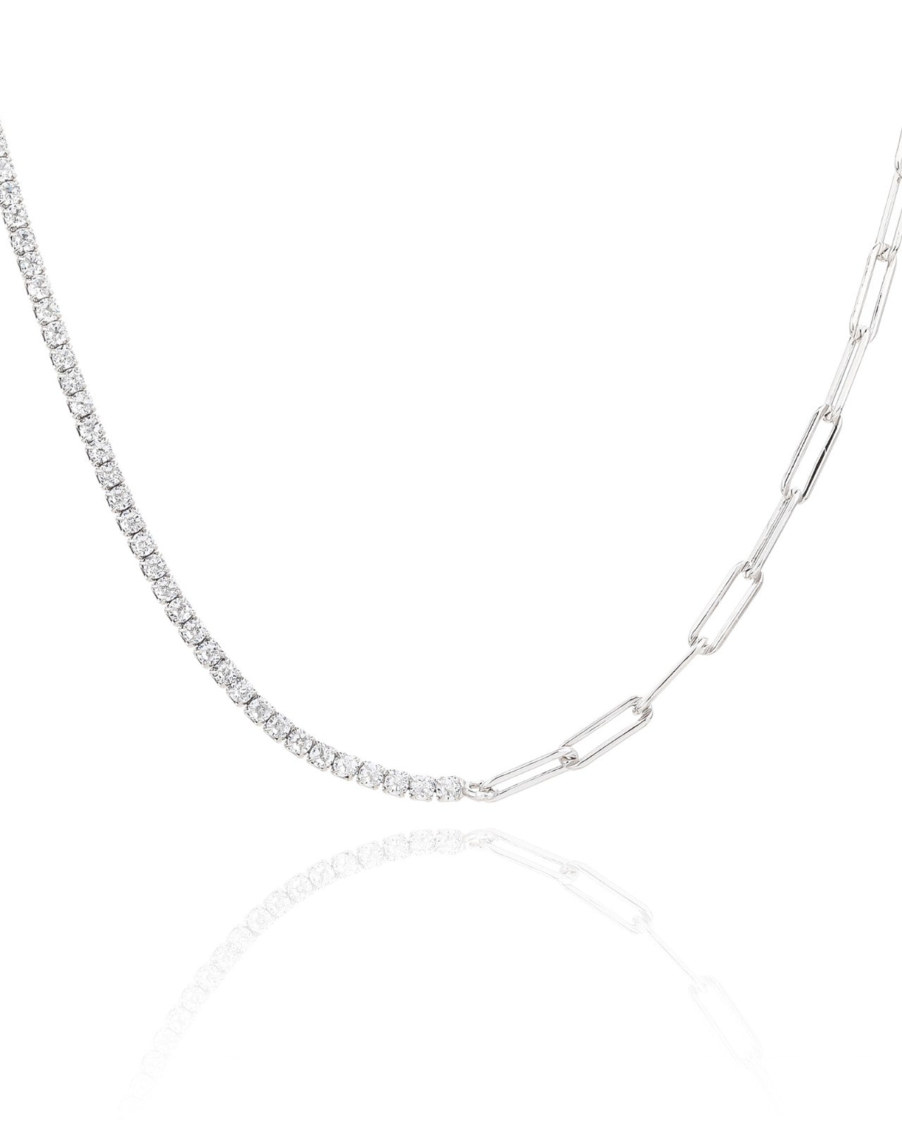 שרשרת דואט – חצי טניס חצי חוליות | כסף 925 - JUL Jewelry