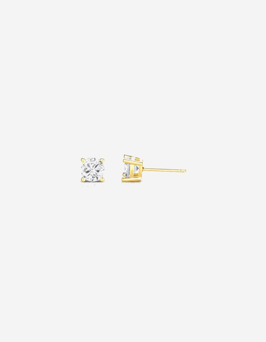 עגילי טוהר – צמודי סוליטר | ציפוי זהב 14K - JUL Jewelry
