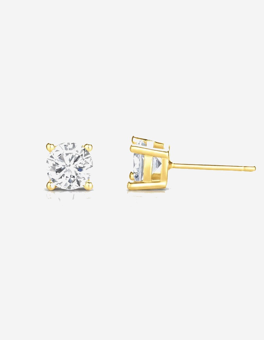 עגילי טוהר – צמודי סוליטר | ציפוי זהב 14K - JUL Jewelry