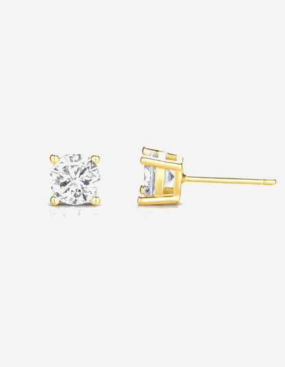 עגילי טוהר – צמודי סוליטר | ציפוי זהב 14K - JUL Jewelry