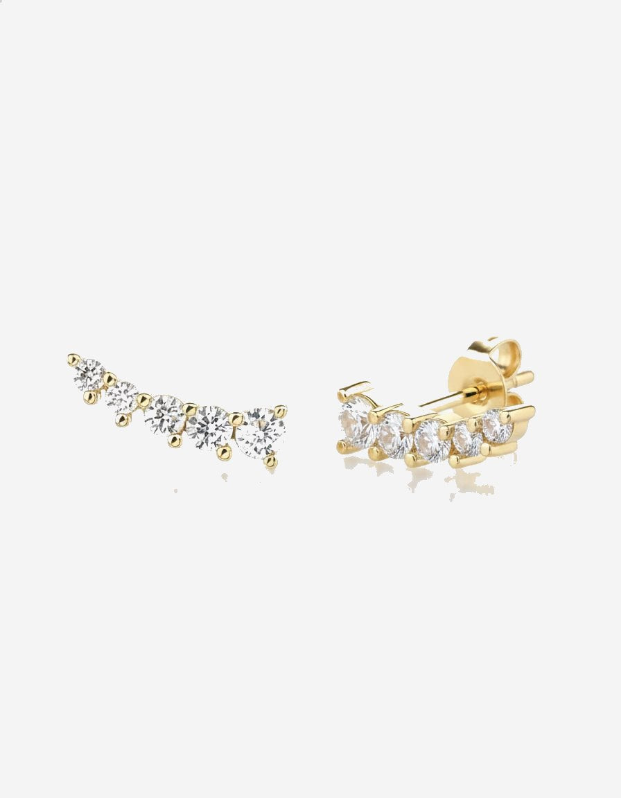 עגילי מטפס – קשת אבנים | ציפוי זהב 14K - JUL Jewelry