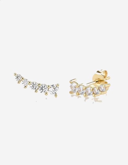עגילי מטפס – קשת אבנים | ציפוי זהב 14K - JUL Jewelry