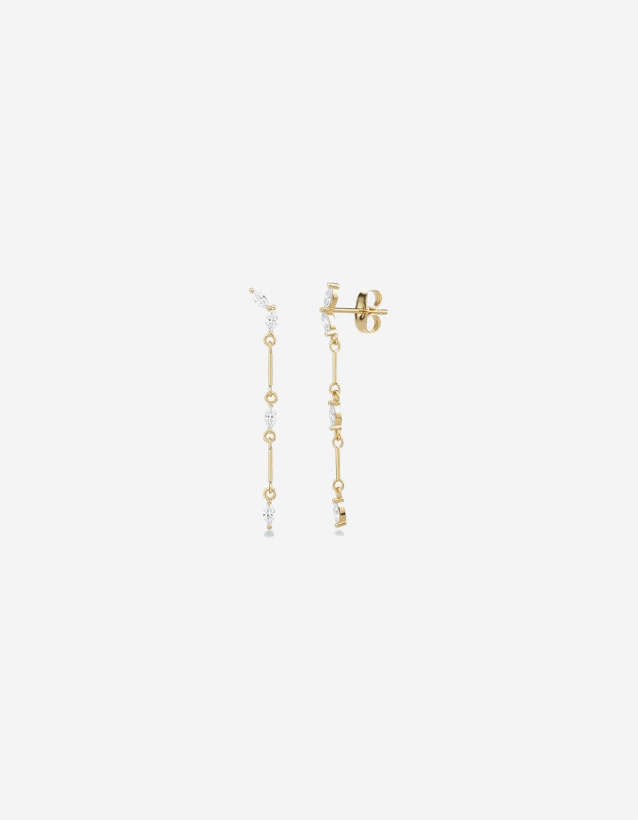 עגילי ליניאר – טיפה מנצנצת | ציפוי זהב 14K - JUL Jewelry