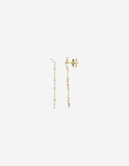 עגילי ליניאר – טיפה מנצנצת | ציפוי זהב 14K - JUL Jewelry