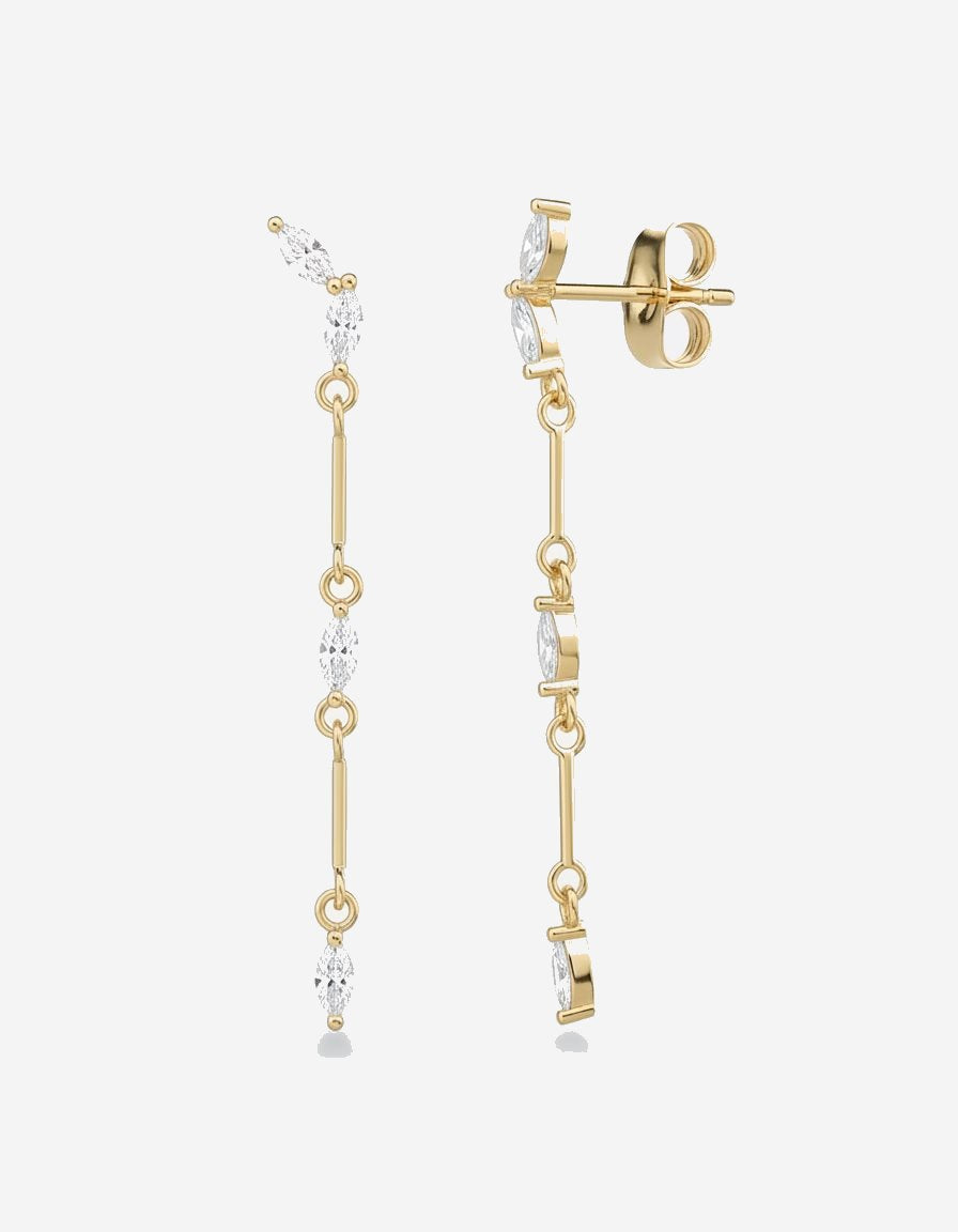 עגילי ליניאר – טיפה מנצנצת | ציפוי זהב 14K - JUL Jewelry