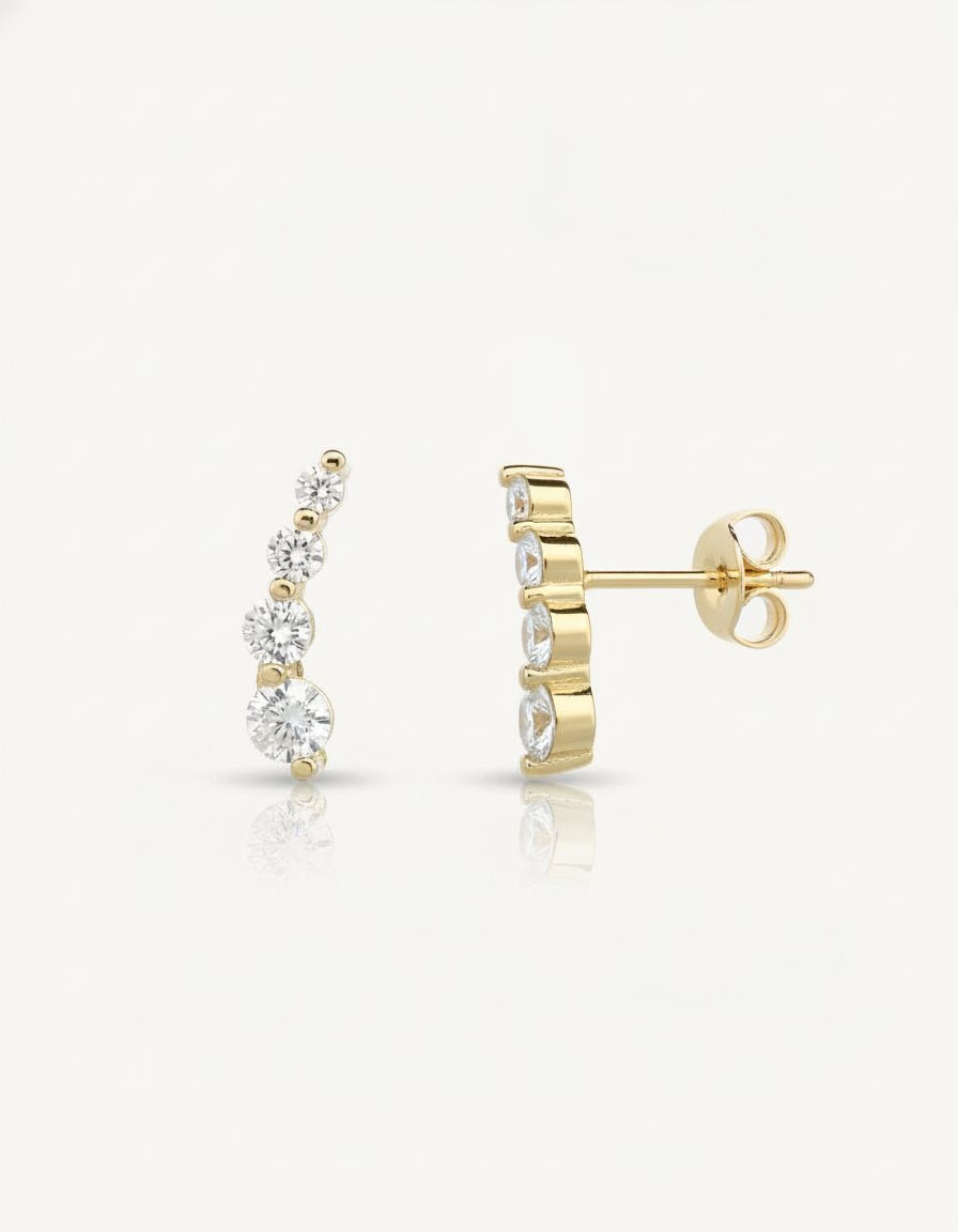 עגילי מטפס – קשת אבנים | ציפוי זהב 14K - JUL Jewelry