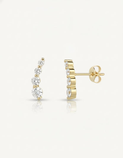 עגילי מטפס – קשת אבנים | ציפוי זהב 14K - JUL Jewelry