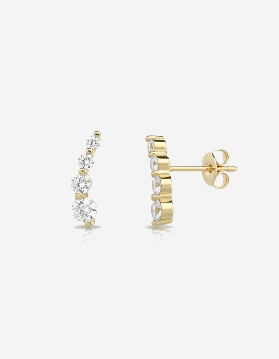 עגילי מטפס – קשת אבנים | ציפוי זהב 14K - JUL Jewelry