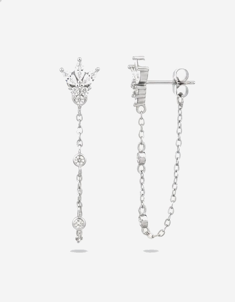 עגילי כתר – שרשרת נשפכת | כסף 925 - JUL Jewelry