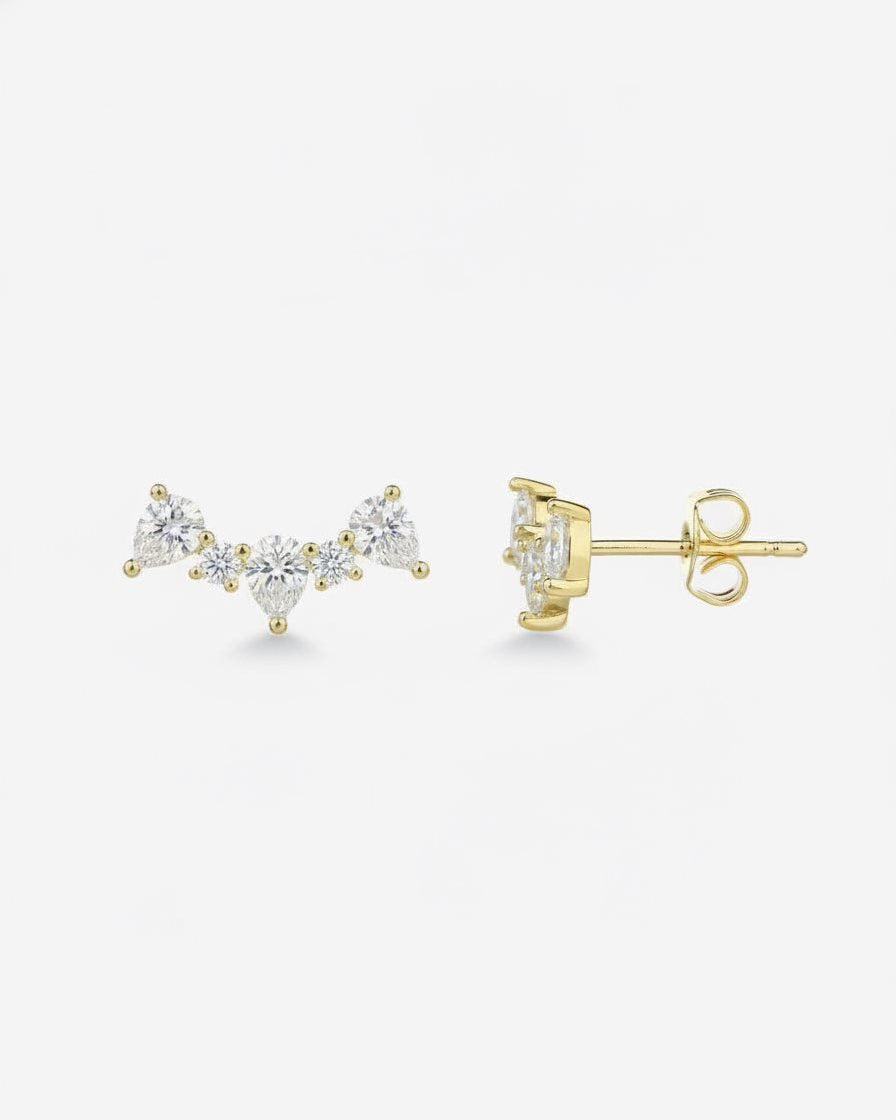 עגילי מטפס – זיגזג | ציפוי זהב 14K - JUL Jewelry