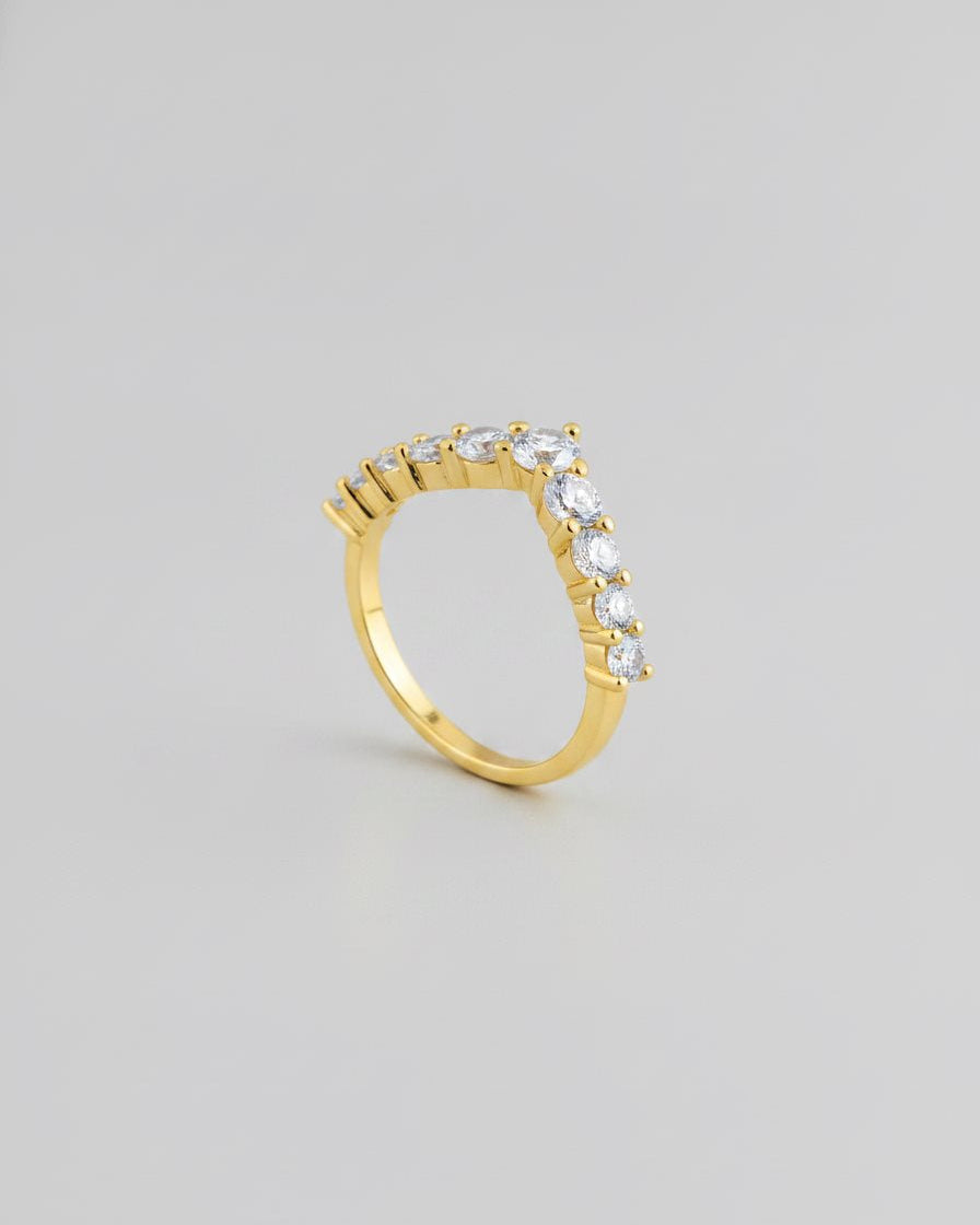 טבעת אווה – שברון זירקון | ציפוי זהב 14K - JUL Jewelry