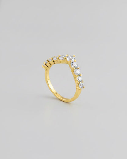 טבעת אווה – שברון זירקון | ציפוי זהב 14K - JUL Jewelry