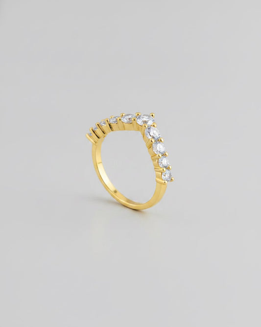 טבעת אווה – שברון זירקון | ציפוי זהב 14K - JUL Jewelry