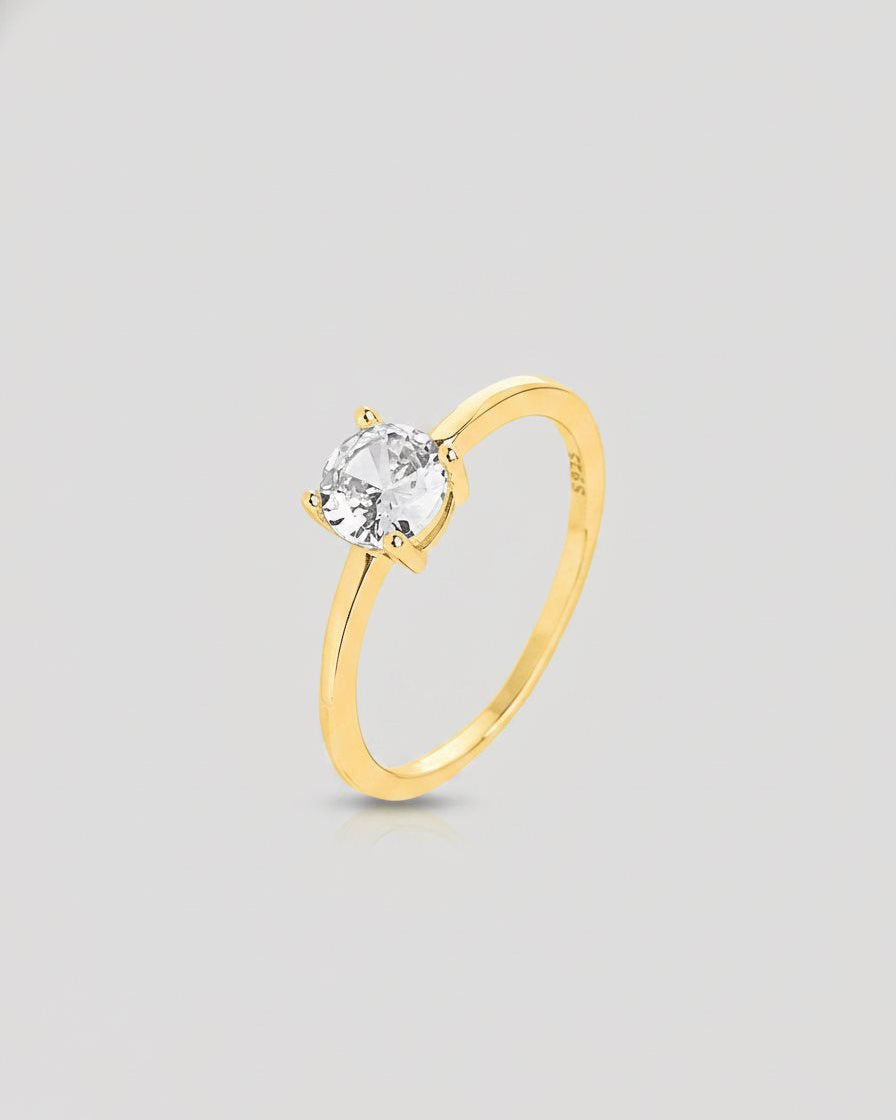 טבעת לונה – סוליטר עגול | ציפוי זהב 14K - JUL Jewelry