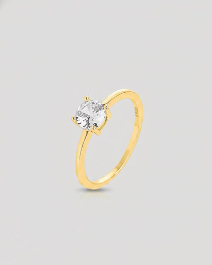 טבעת לונה – סוליטר עגול | ציפוי זהב 14K - JUL Jewelry