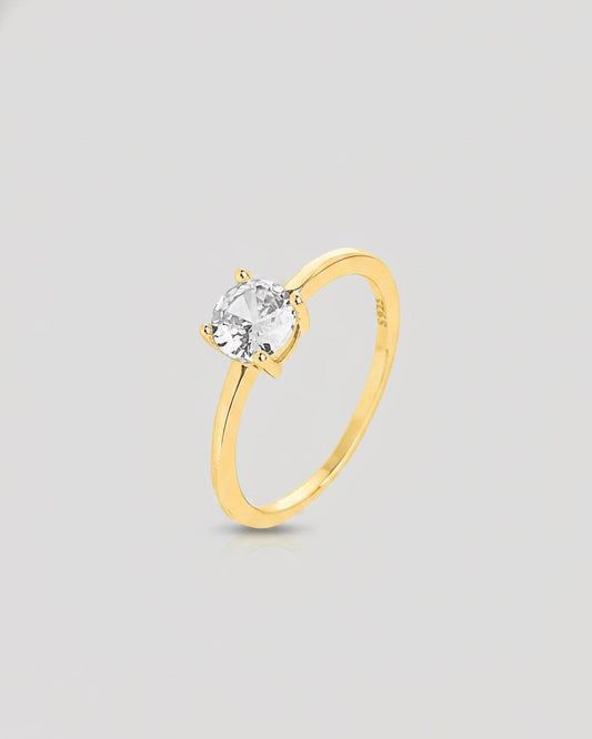 טבעת לונה – סוליטר עגול | ציפוי זהב 14K - JUL Jewelry