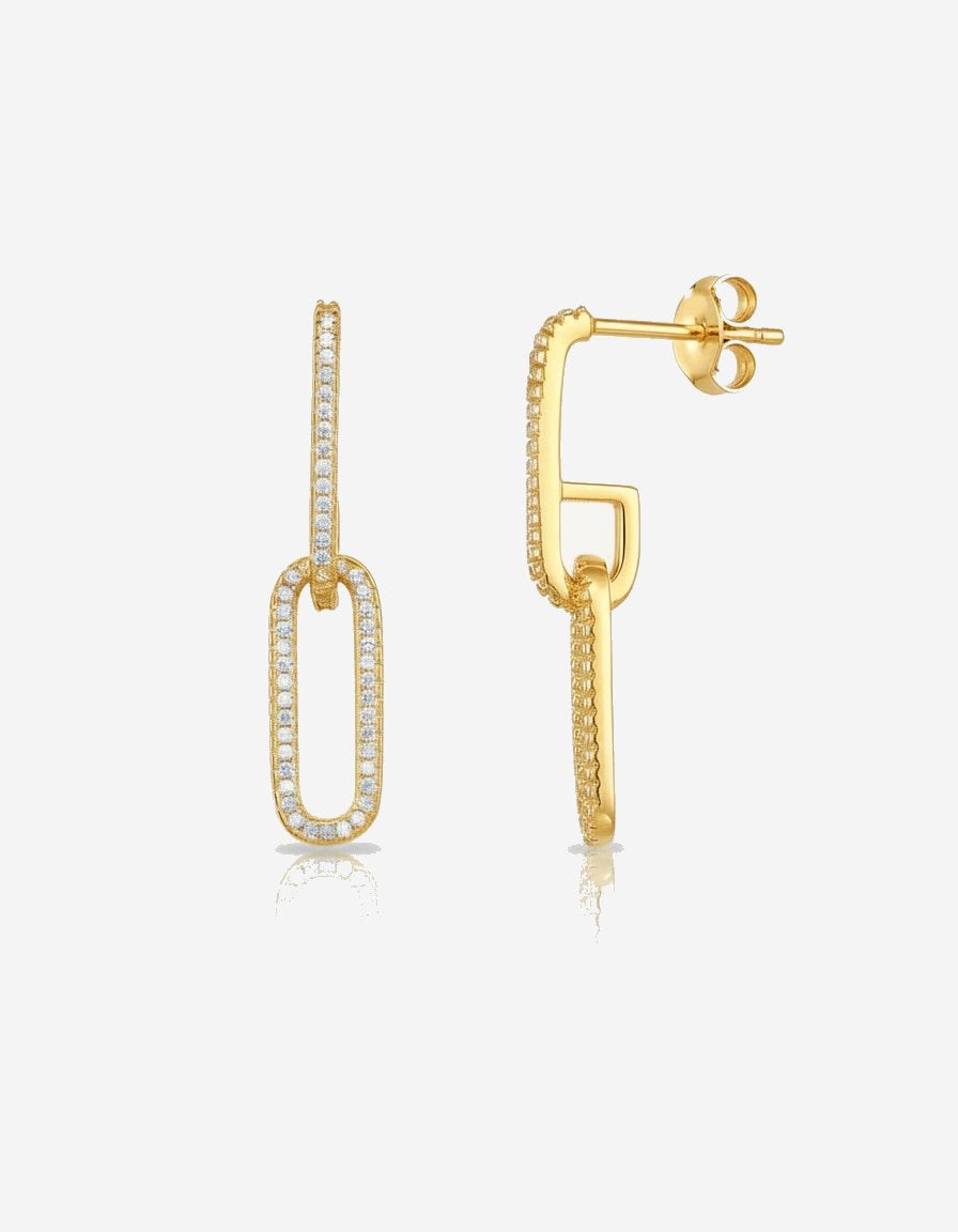 עגילי לינק – חוליה נתלית | ציפוי זהב 14K - JUL Jewelry