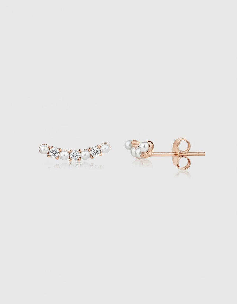 עגילי מטפס – קשת זירקון | רוז גולד - JUL Jewelry
