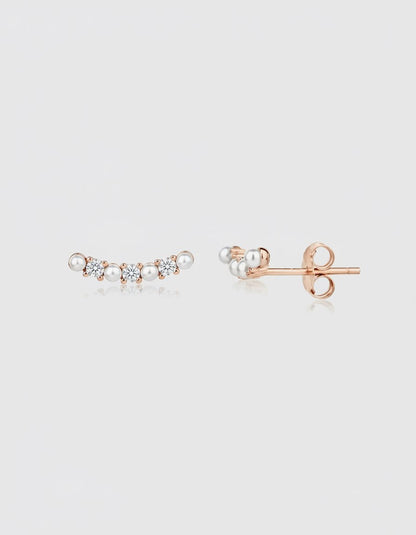 עגילי מטפס – קשת זירקון | רוז גולד - JUL Jewelry
