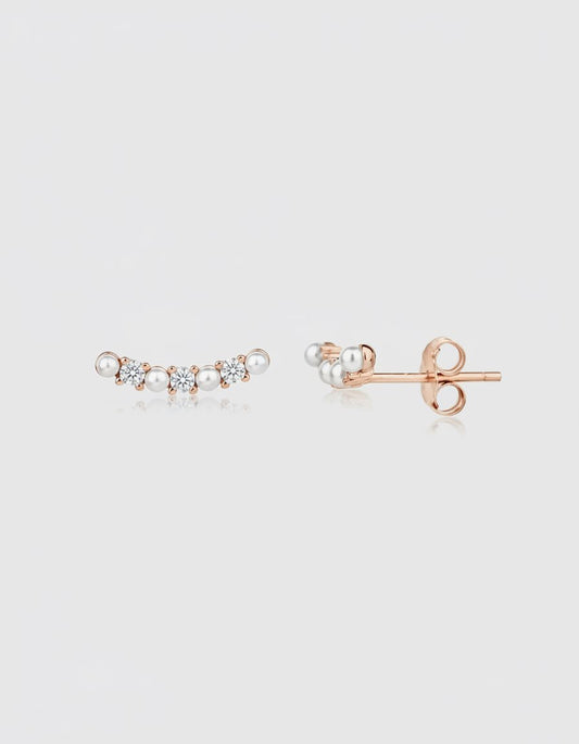 עגילי מטפס – קשת זירקון | רוז גולד - JUL Jewelry