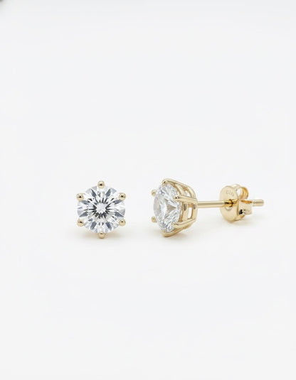 עגילי גלאם – סוליטר גדול | ציפוי זהב 14K - JUL Jewelry