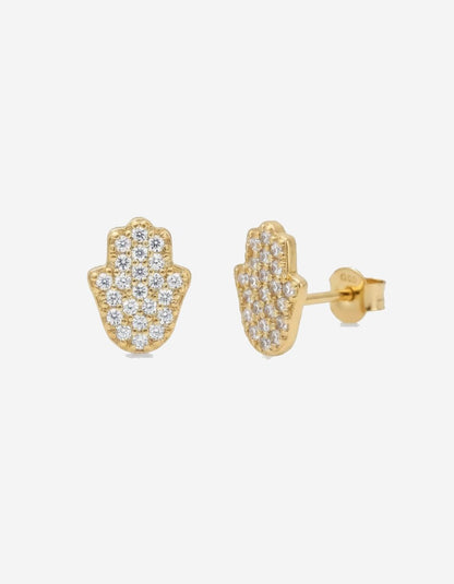 עגילי חמסה – צמוד שמירה | ציפוי זהב 14K - JUL Jewelry