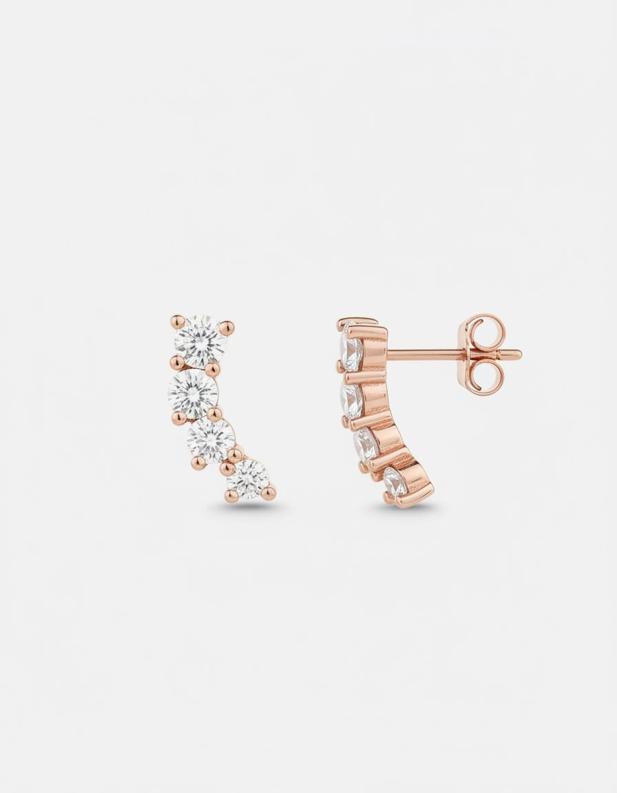עגילי מטפס – קשת אבנים | רוז גולד - JUL Jewelry
