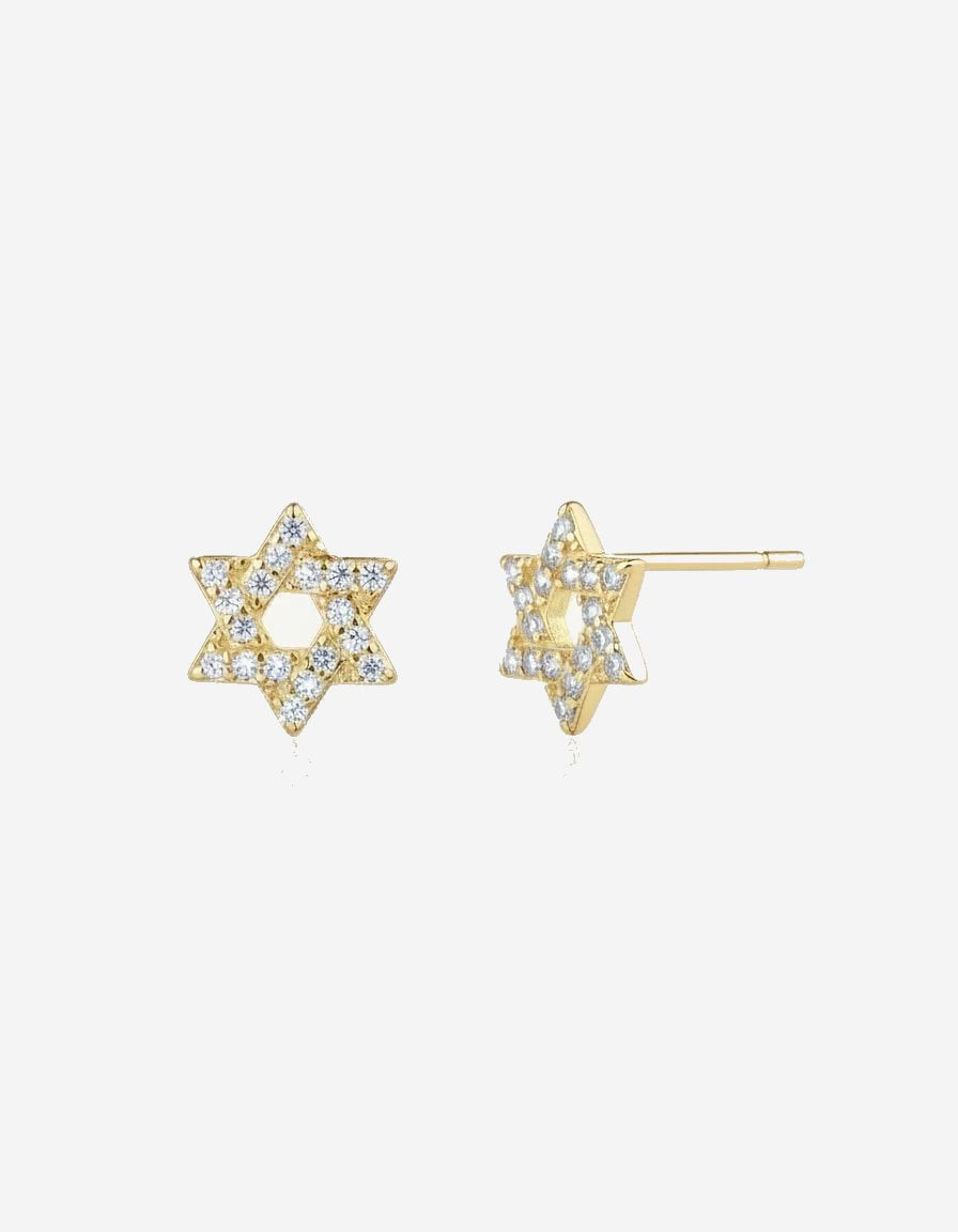 עגילי מגן – צמוד כוכב דוד | ציפוי זהב 14K - JUL Jewelry