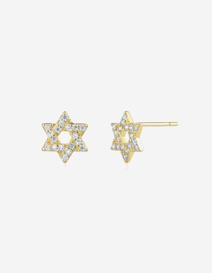 עגילי מגן – צמוד כוכב דוד | ציפוי זהב 14K - JUL Jewelry