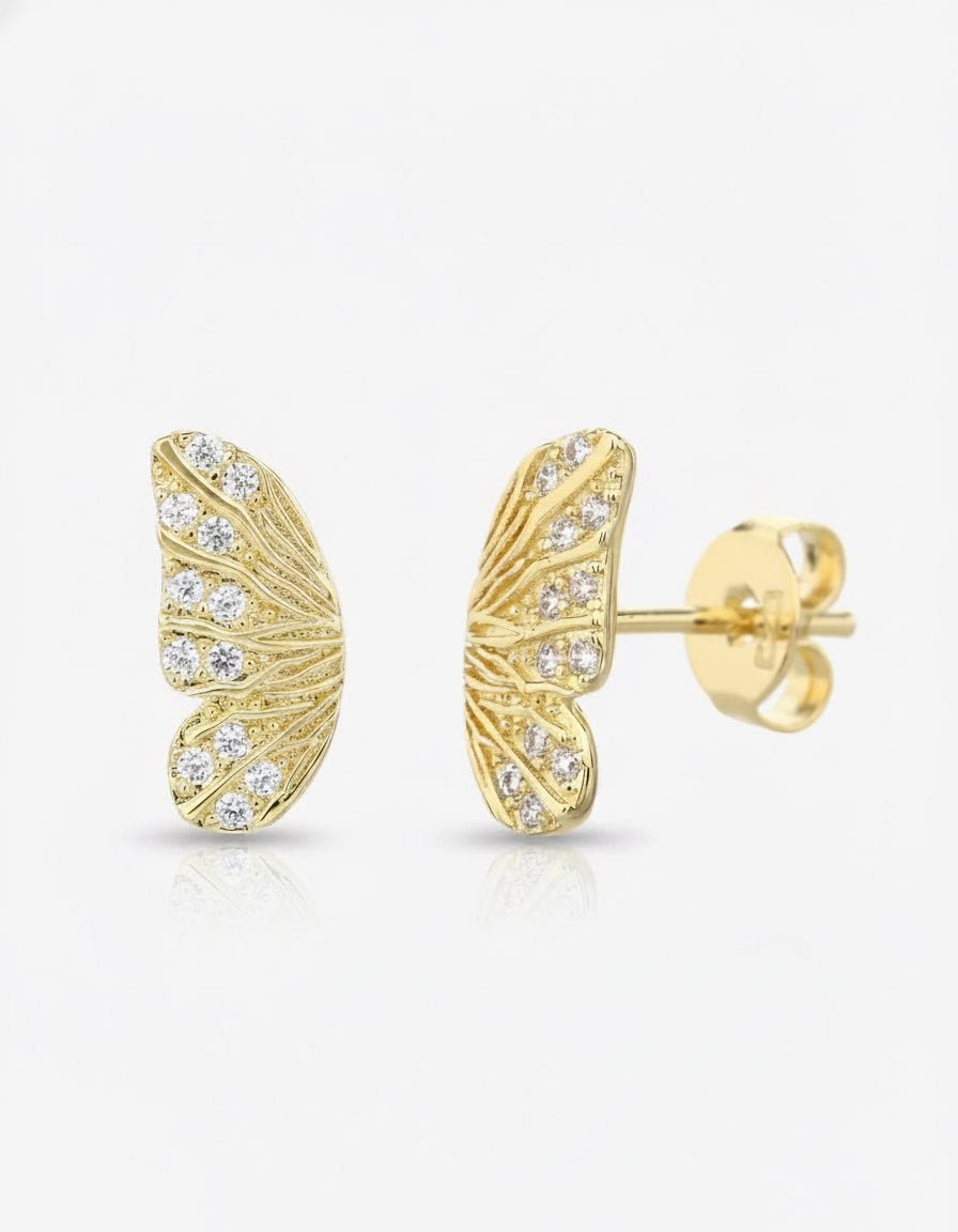 עגילי מוניקה – צמוד כנף פרפר | ציפוי זהב 14K - JUL Jewelry