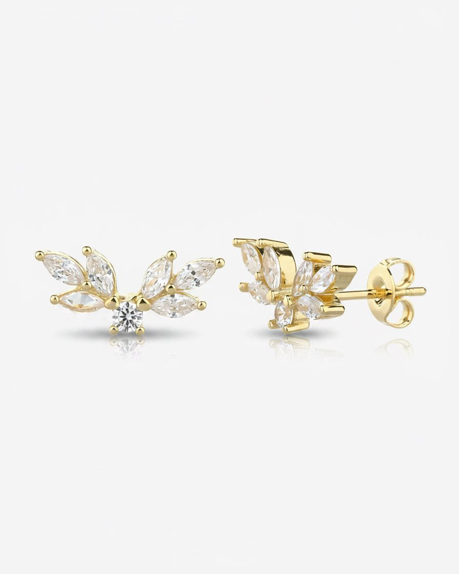 עגילי דפנה – צמוד עלי דפנה | ציפוי זהב 14K - JUL Jewelry
