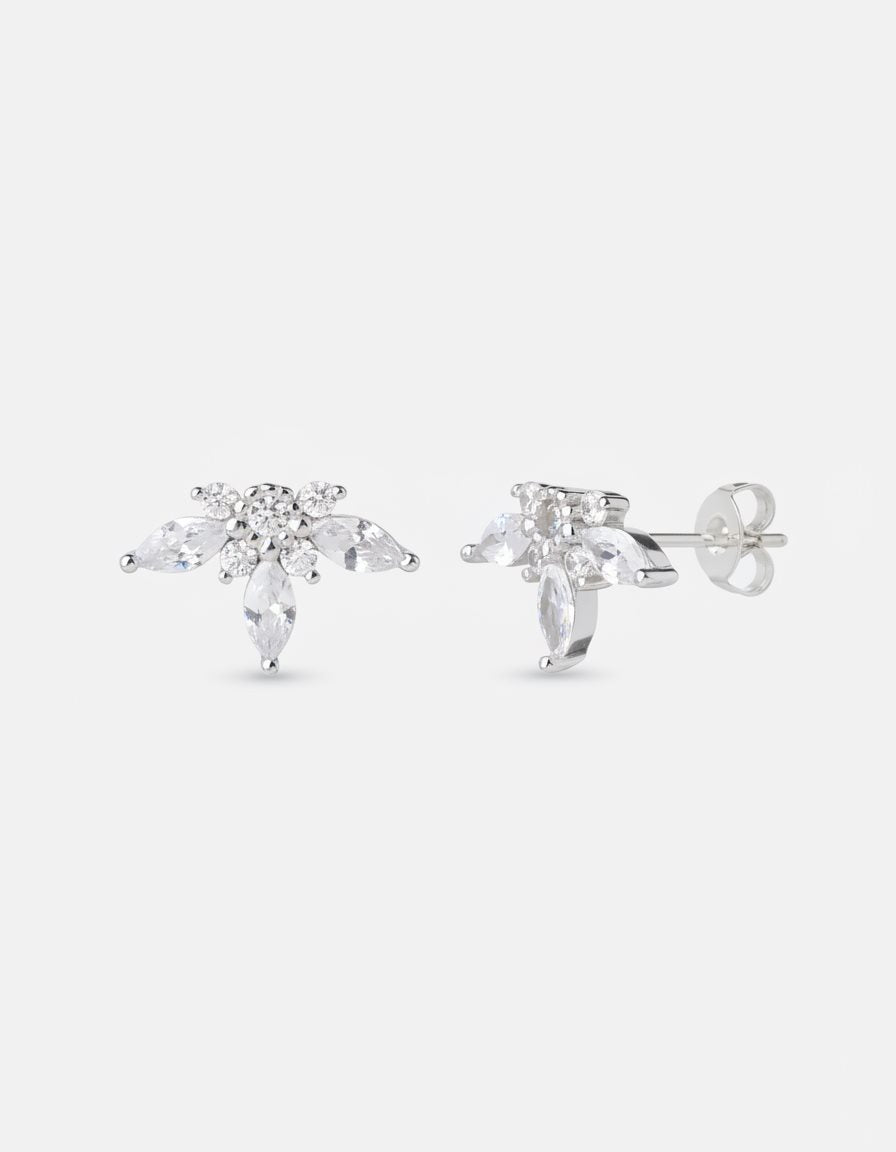 עגילי חבצלת – צמוד מניפת עלים | כסף 925 - JUL Jewelry