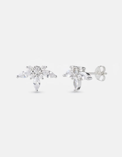 עגילי חבצלת – צמוד מניפת עלים | כסף 925 - JUL Jewelry