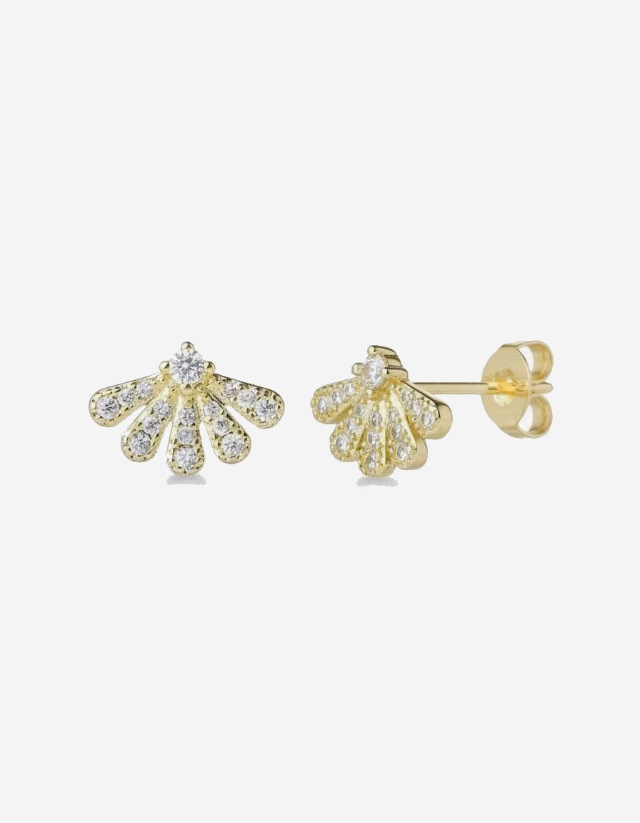 עגילי שלי – צמוד מניפת צדף | ציפוי זהב 14K - JUL Jewelry