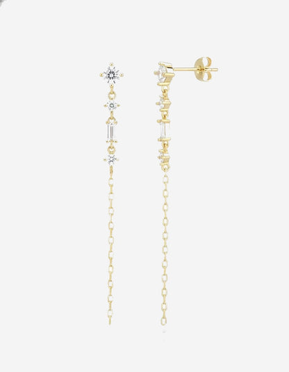 עגילי קיארה – שרשרת אבנים נופלת | ציפוי זהב 14K - JUL Jewelry