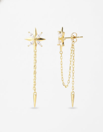 עגילי סלסטיה – כוכב עם שרשרת | ציפוי זהב 14K - JUL Jewelry