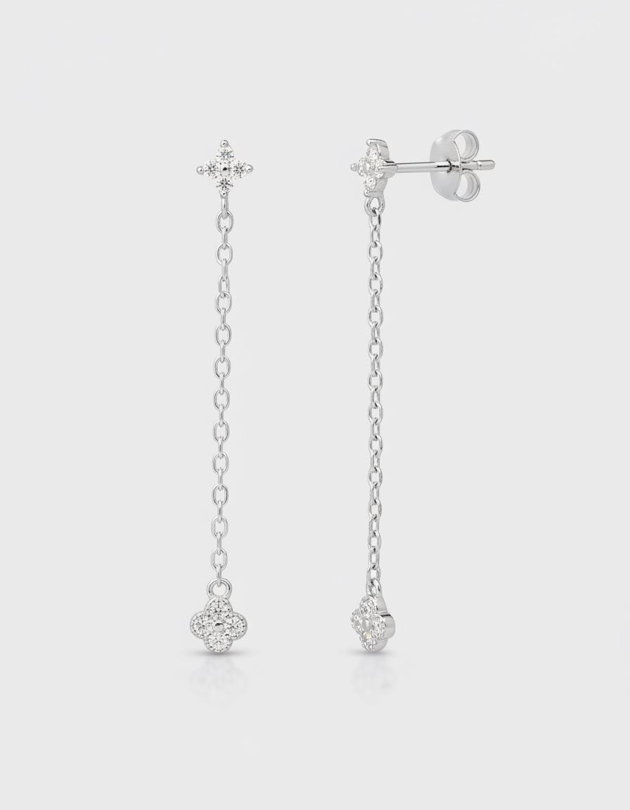 עגילי קלואי – תלתן עם שרשרת | כסף 925 - JUL Jewelry