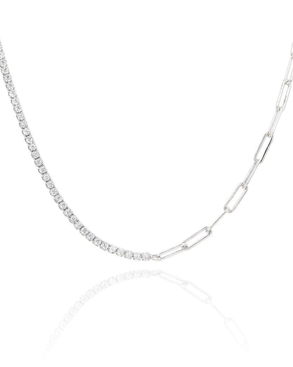 שרשרת דואט – חצי טניס חצי חוליות | כסף 925 - JUL Jewelry