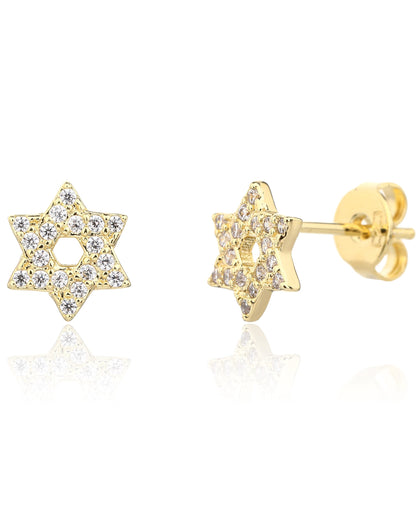 עגילי מגן – צמוד מגן דוד | ציפוי זהב