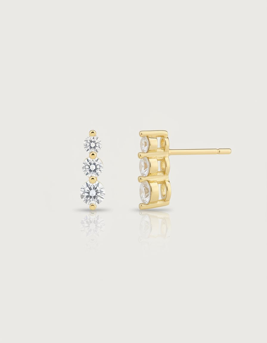 עגילים צמודים ציפוי זהב 14K - JUL Jewelry