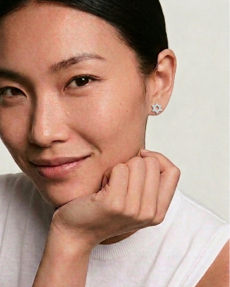 עגילי מגן – צמוד מגן דוד | רוז גולד