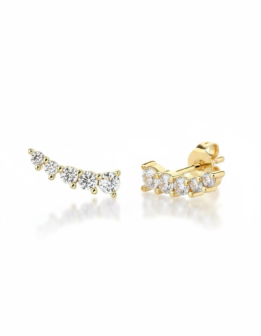 עגילים צמודים ציפוי זהב 14K - JUL Jewelry