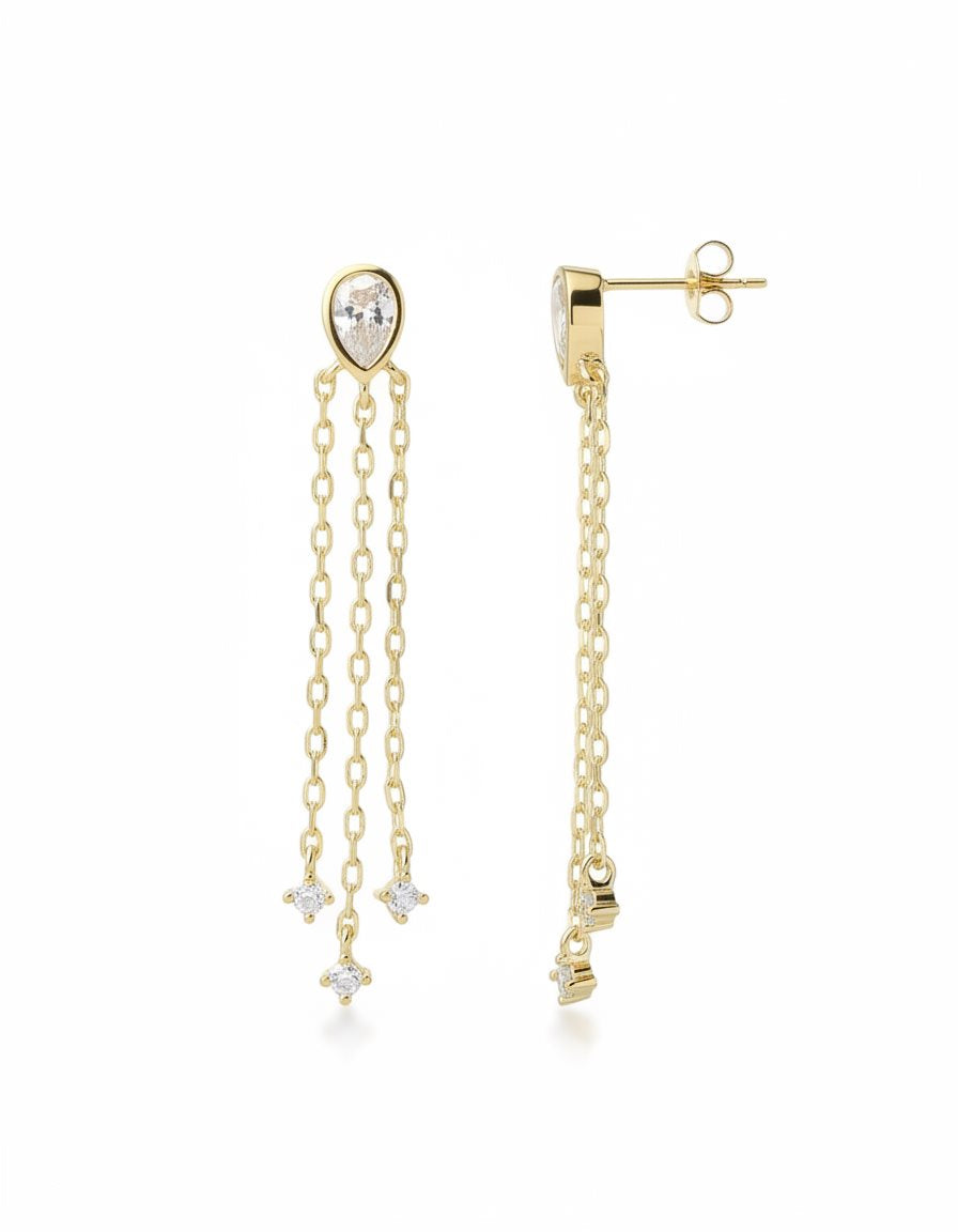 עגילים נתלים ציפוי זהב 14K - JUL Jewelry