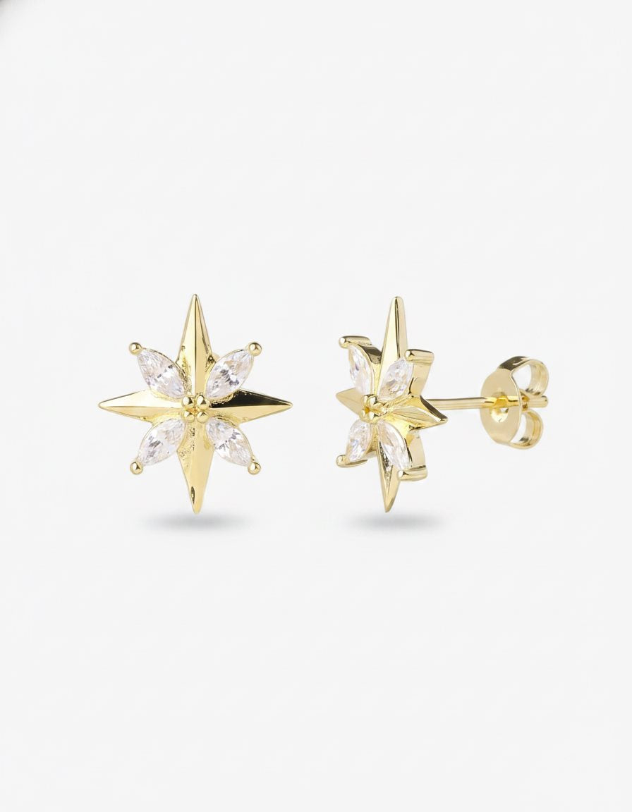 עגילים צמודים ציפוי זהב 14K - JUL Jewelry