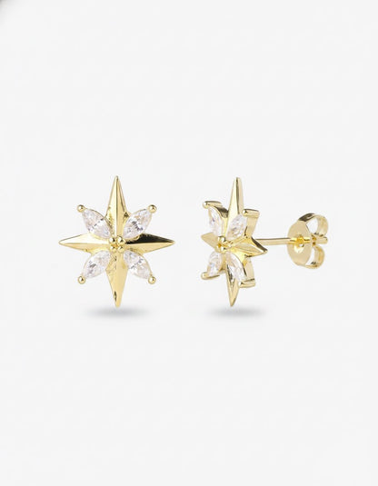 עגילים צמודים ציפוי זהב 14K - JUL Jewelry