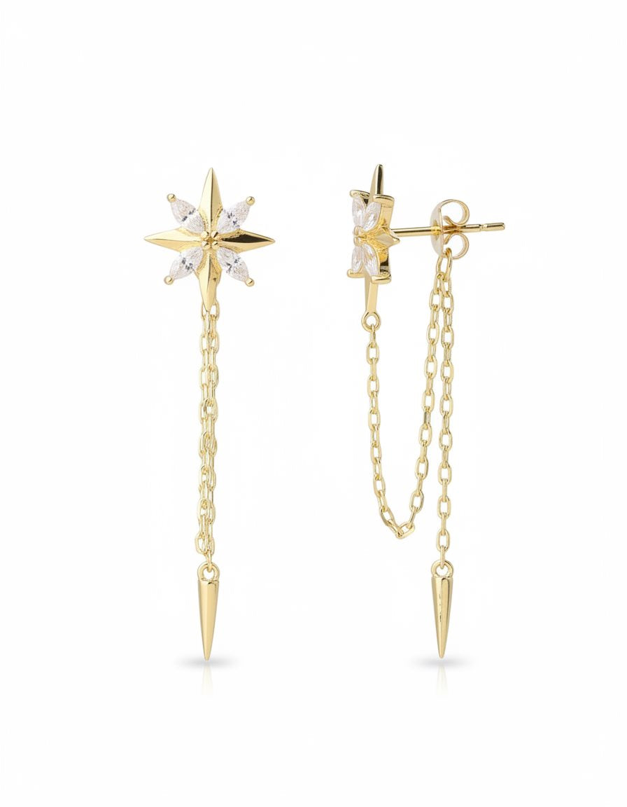 עגילים נתלים ציפוי זהב 14K - JUL Jewelry