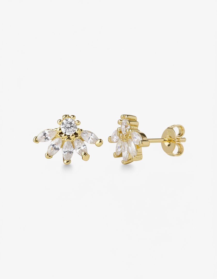 עגילים צמודים ציפוי זהב 14K - JUL Jewelry