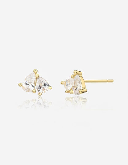 עגילים צמודים ציפוי זהב 14K - JUL Jewelry