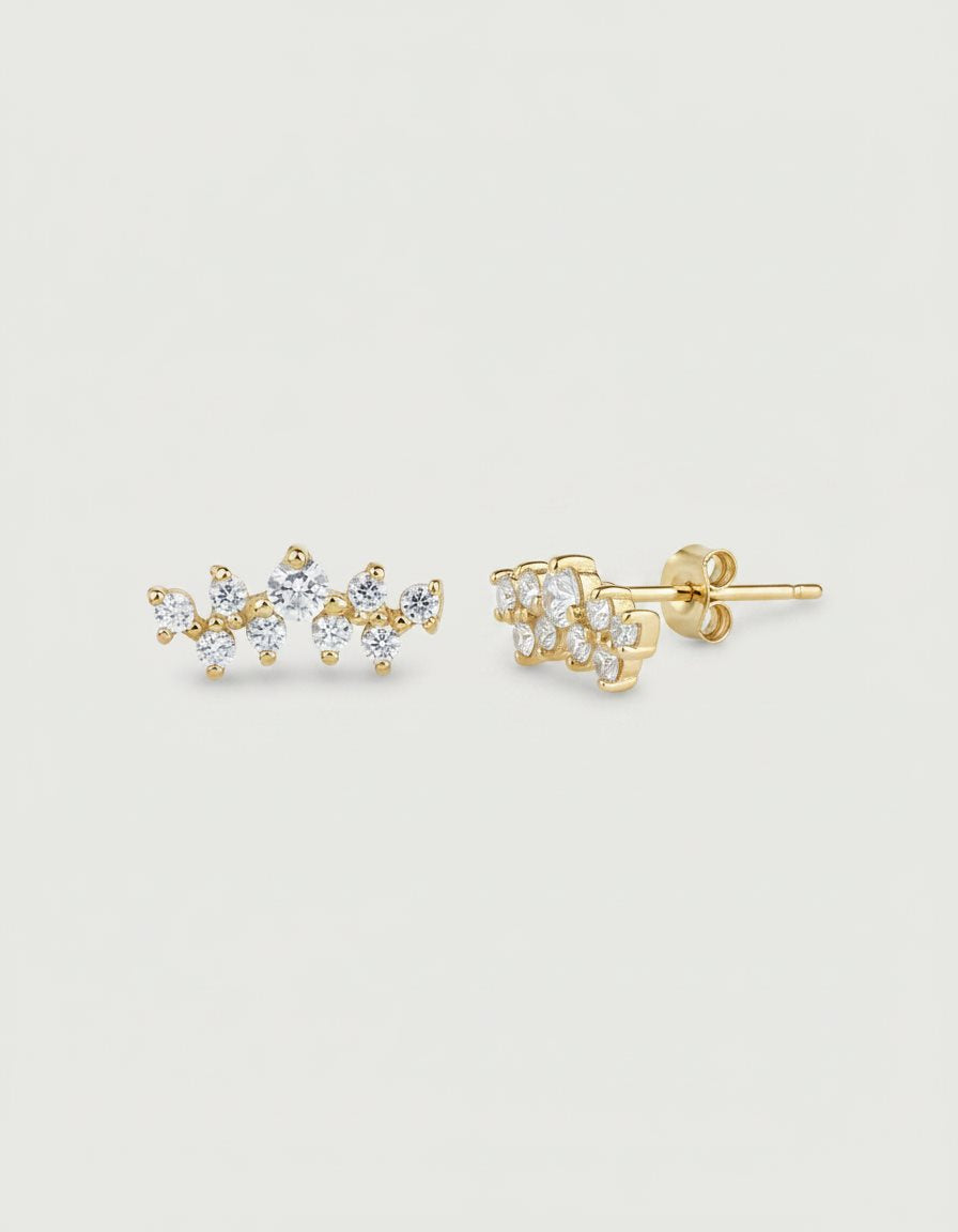 עגילים צמודים ציפוי זהב 14K - JUL Jewelry